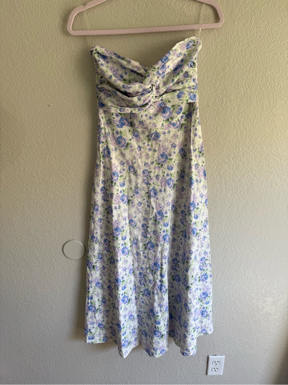 NEW Altar'd State Holly Linen Strapless Floral Midi Dress